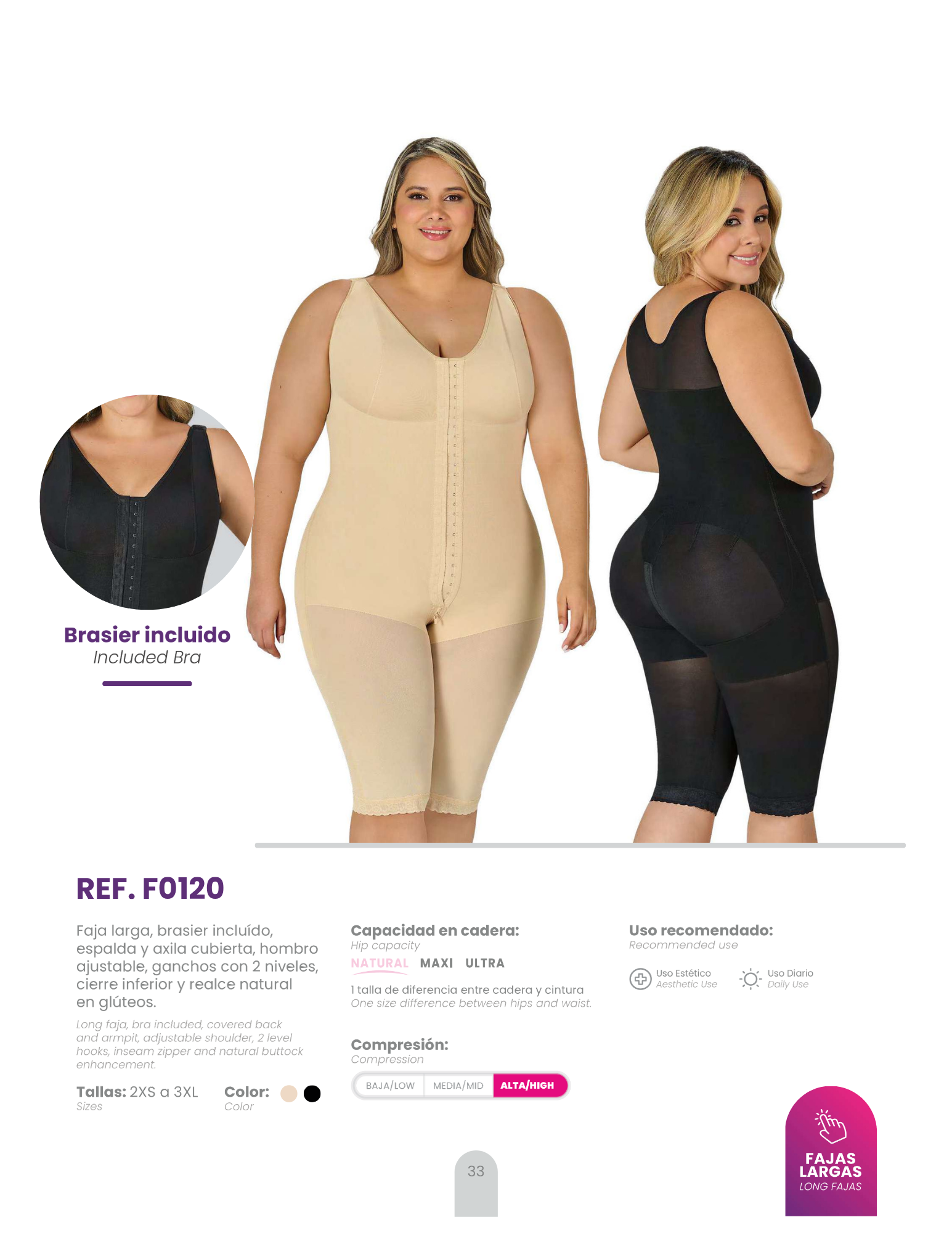 Plus Size Long Faja – Included Bra, Covered Back & Natural Butt Lift | REF. F0120