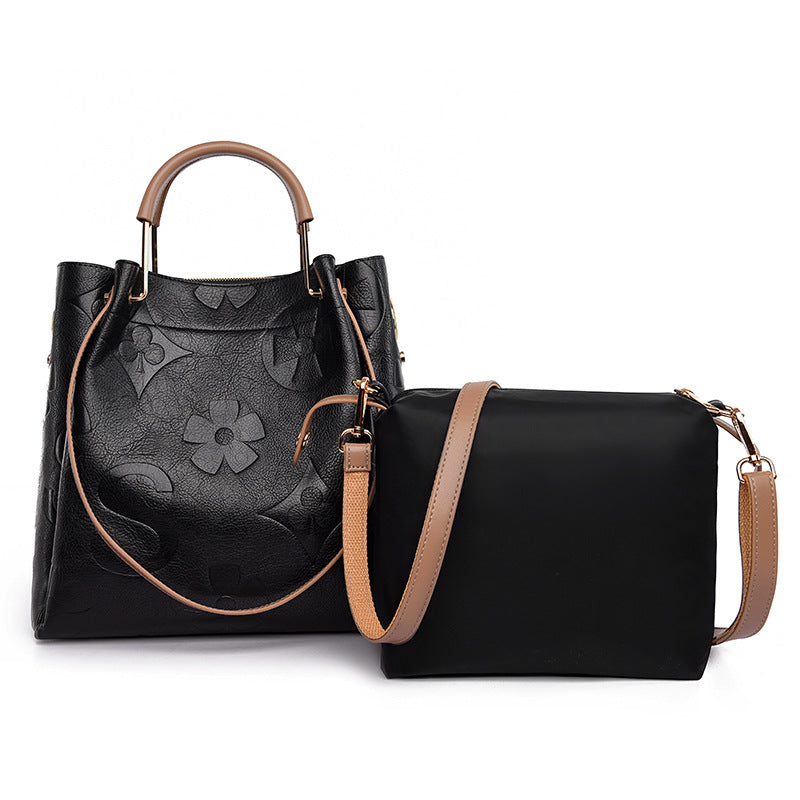 Handbag Women's Fashion Embossed Tote Bag Large Capacity Maternity Bucket Bag