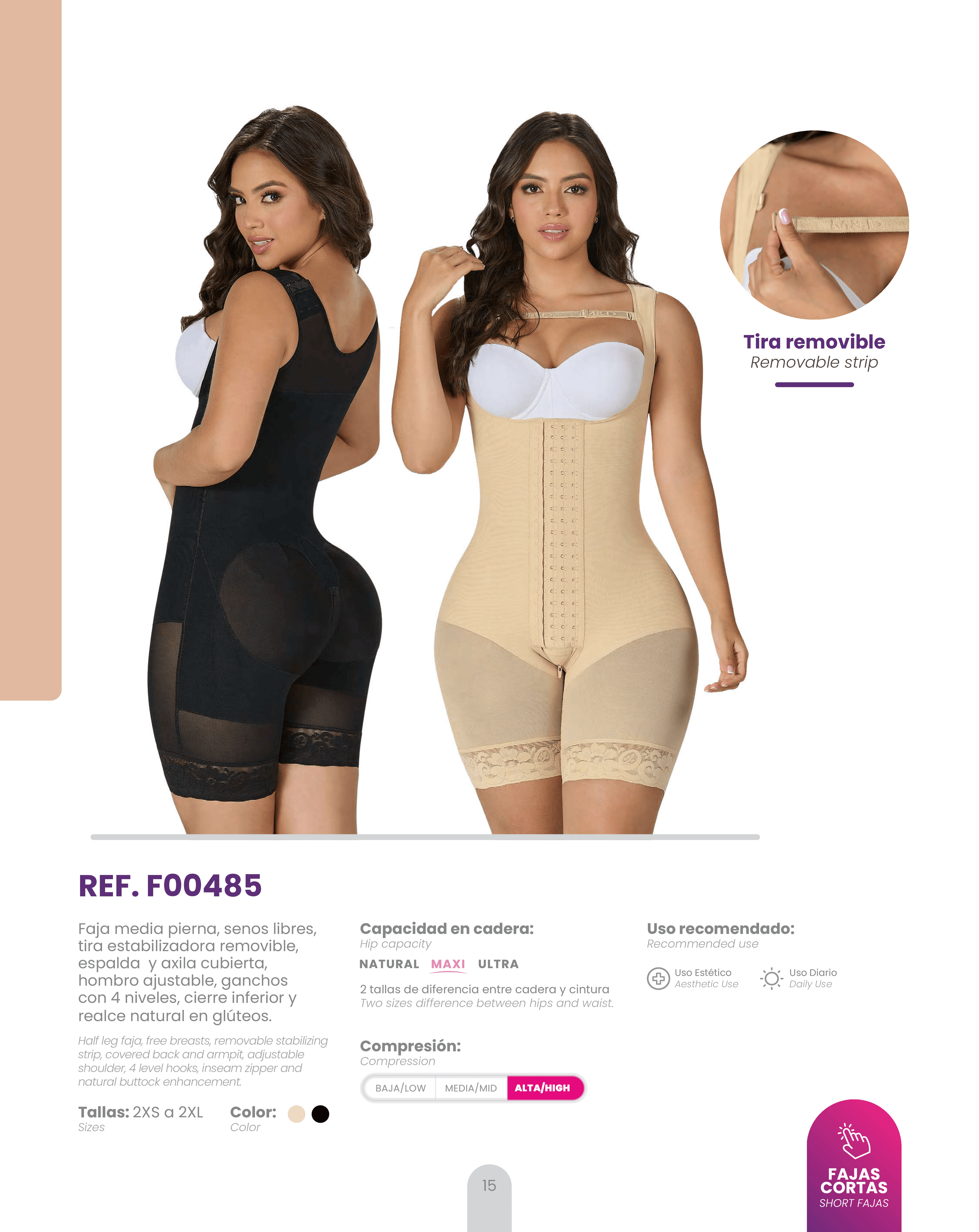 Half Leg Faja with Natural Buttock Enhancement – Premium | REF. F00485