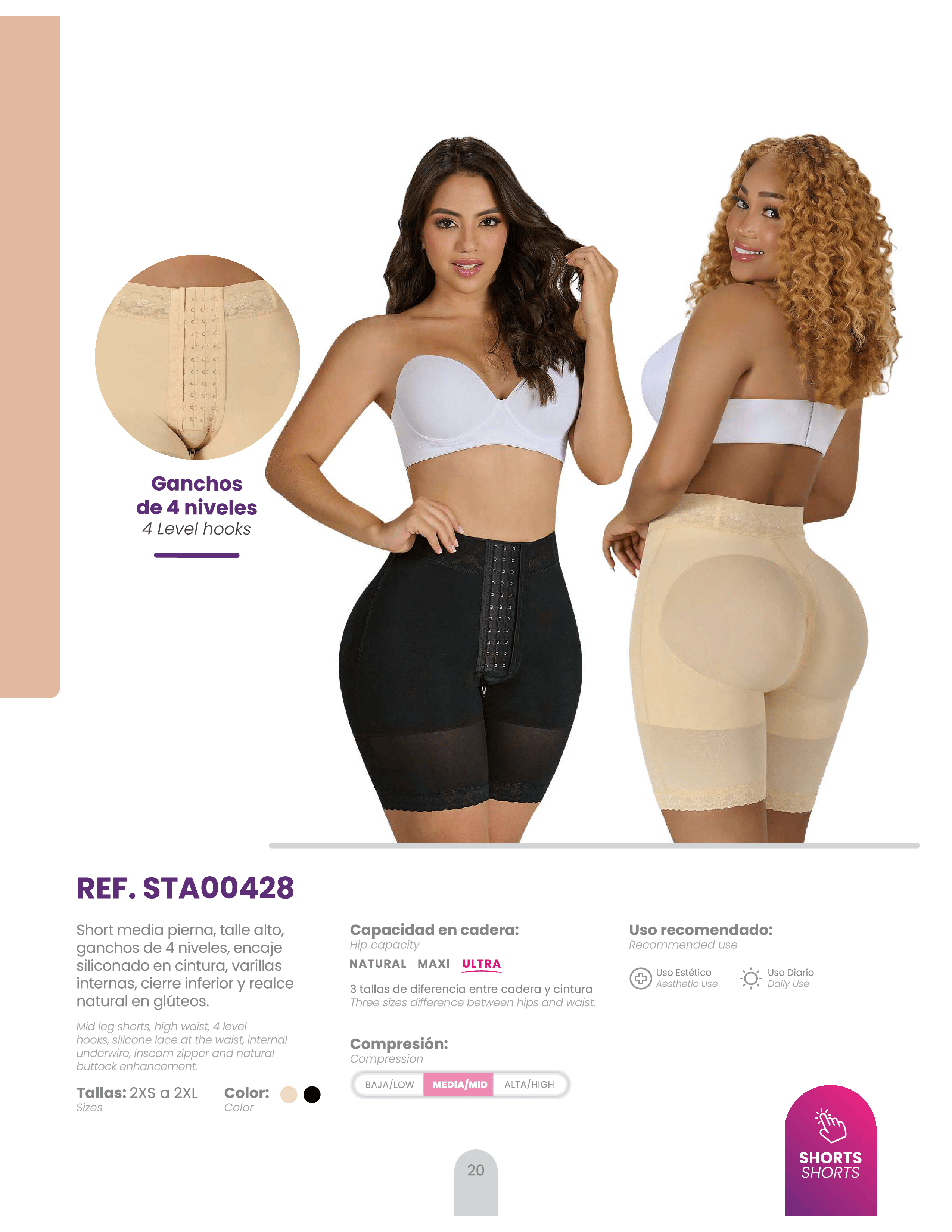 Mid Leg Shaping Shorts High Waist – Natural Butt Lift | REF. STA00428