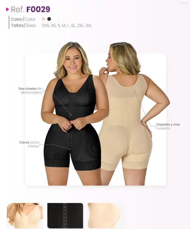Short post-surgical faja color and size chart
